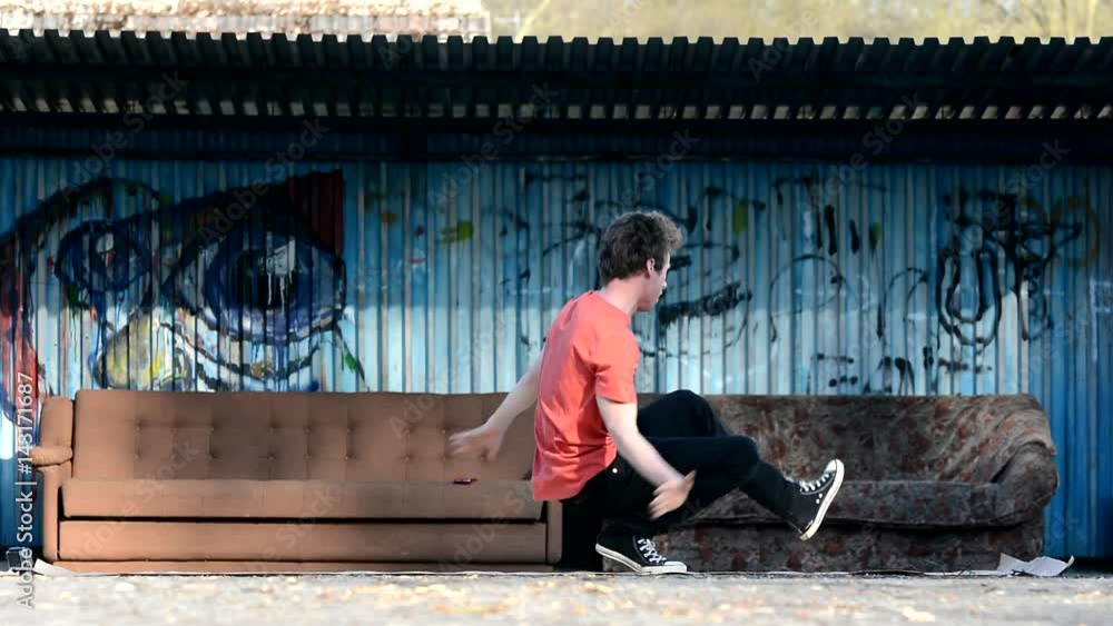 Boy dancing breakdance on the street. Boy dancing breakdance on the street.