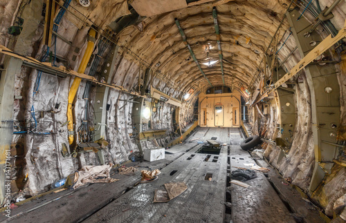 Destroyed and littered the cargo Bay of a large transport aircraft
