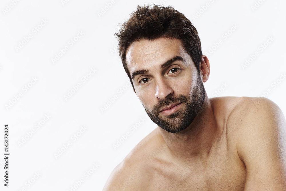 Stubble dude in white studio, portrait Stubble dude in white studio, portrait