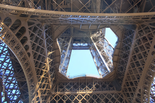 bottom view on Eiffel tower