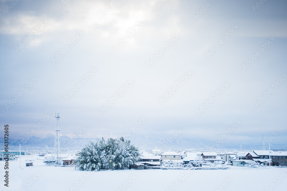 Fototapeta premium Winter snow cover the town