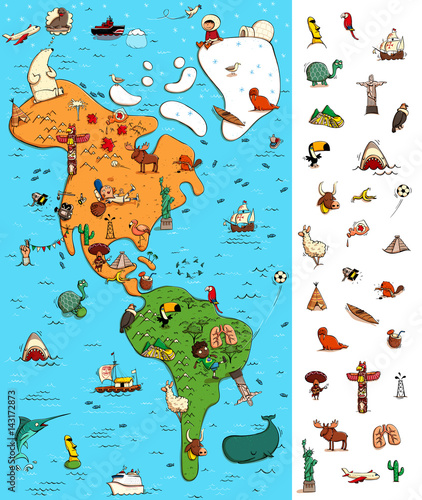 Map of America Visual Game. Locate isolated items on a map.