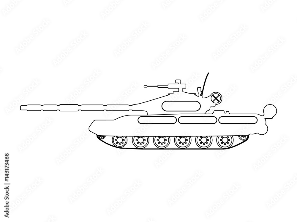 Tank outline. Military equipment icon. Vector illustration