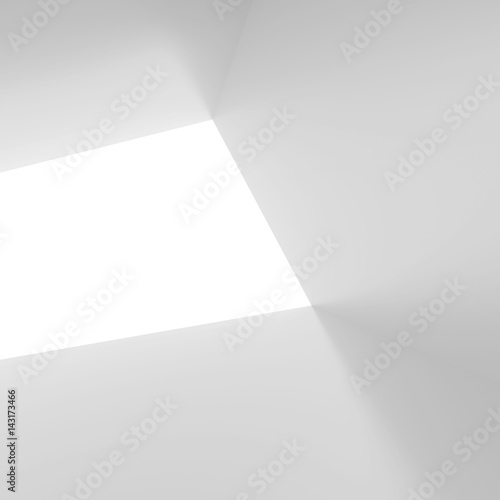 White Empty Room with Window. 3d Rendering of Minimal Office Interior Design