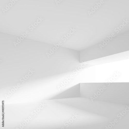 White Empty Room with Window. 3d Rendering of Minimal Office Interior Design