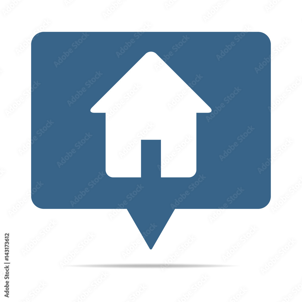 Blaue Sprechblase mit Haus - Wohnungssuche Blaue Sprechblase mit Haus - Wohnungssuche