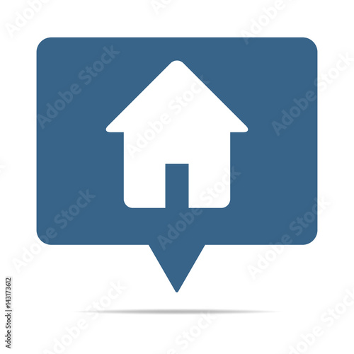 Blaue Sprechblase mit Haus - Wohnungssuche