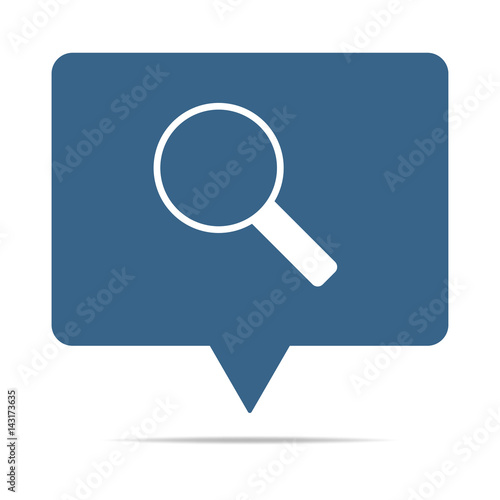 Blaue Sprechblase mit Lupe - Suchen