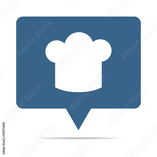 Blaue Sprechblase mit Kochmütze - Restaurant