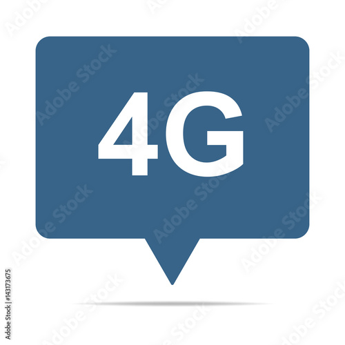 Blaue Sprechblase mit 4G - Verbindung