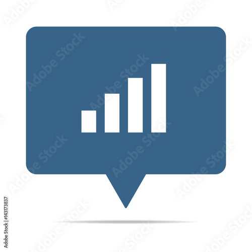 Blaue Sprechblase mit Balkendiagramm - Aufsteigend