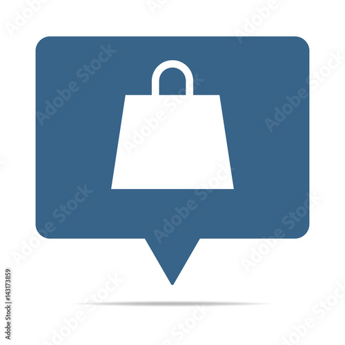 Blaue Sprechblase mit Shopping Tasche