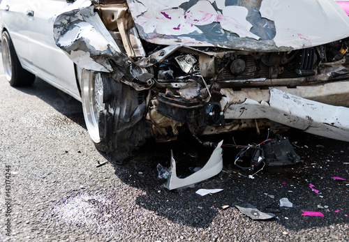 car accident on a city street.