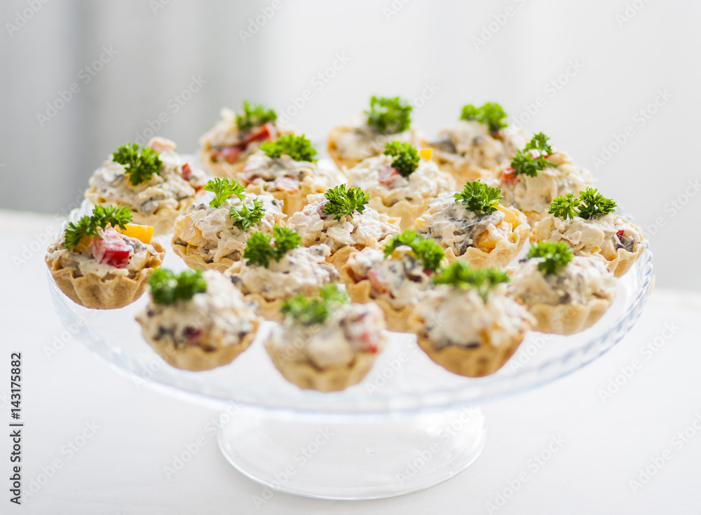 Delicious snacks on buffet table Delicious snacks on buffet table