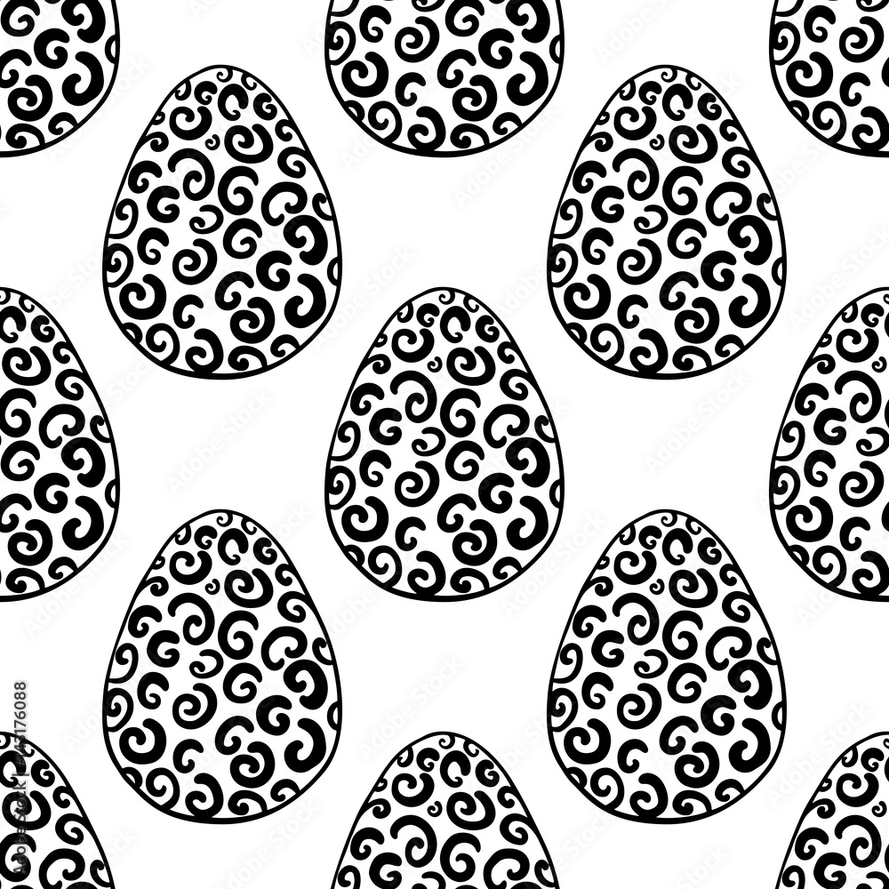 Hand drawn ornamental eggs seamless pattern. Hand drawn ornamental eggs seamless pattern.