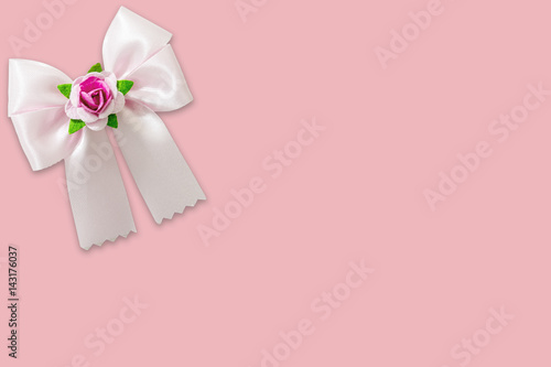 Pink ribbon on pink greeting cards background © voraphong pirawd