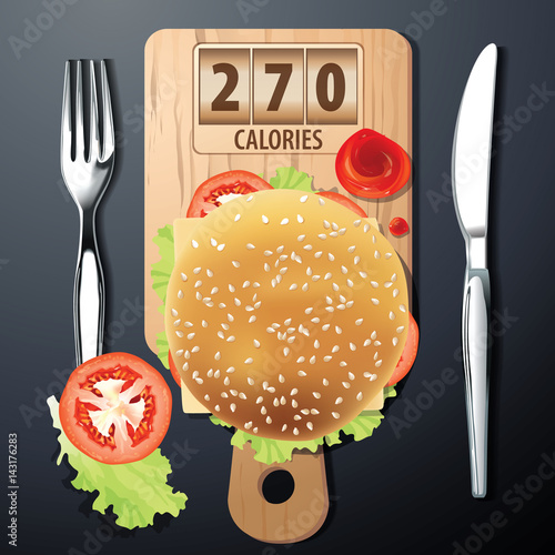 Vector of Calories in Hamburger.