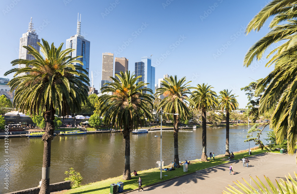 Melbourne skyline along Yarra river, Australia