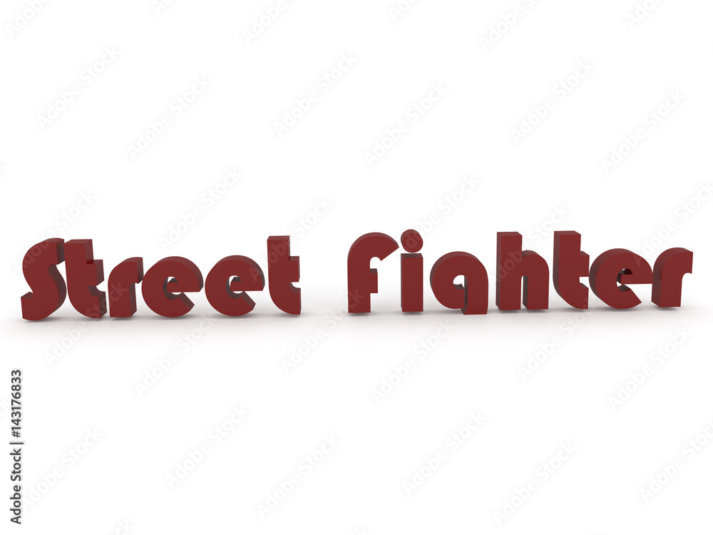 3d illustration of a red inscription street fighter on a white background. 3d illustration of a red inscription street fighter on a white background.