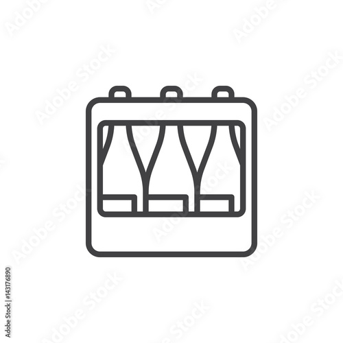 Bottle crate line icon, outline vector sign, linear style pictogram isolated on white. Symbol, logo illustration. Editable stroke. Pixel perfect