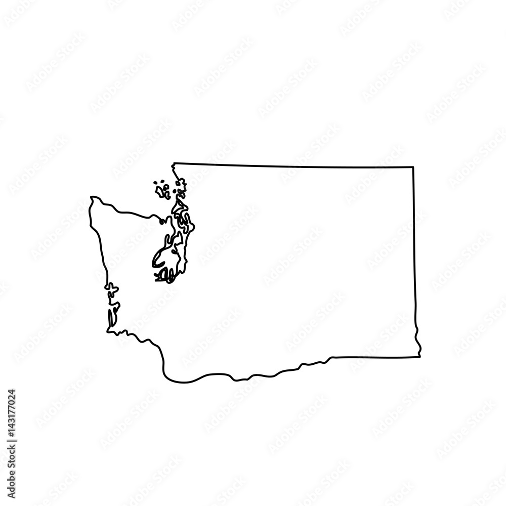 map of the U.S. state of Washington  - obrazy, fototapety, plakaty 