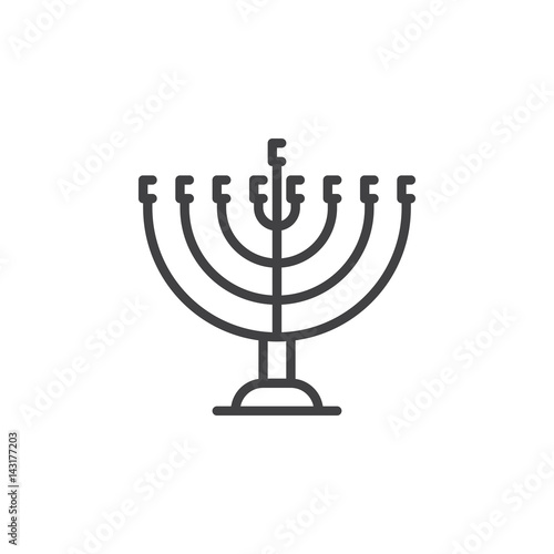 Hanukkah menorah line icon, outline vector sign, linear style pictogram isolated on white. Symbol, logo illustration. Editable stroke. Pixel perfect