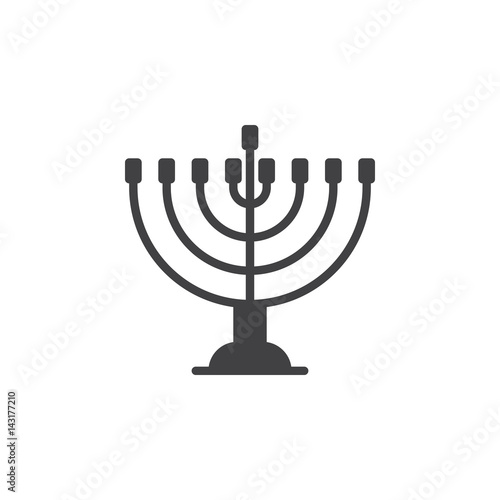 Hanukkah menorah icon vector, filled flat sign, solid pictogram isolated on white. Symbol, logo illustration. Pixel perfect