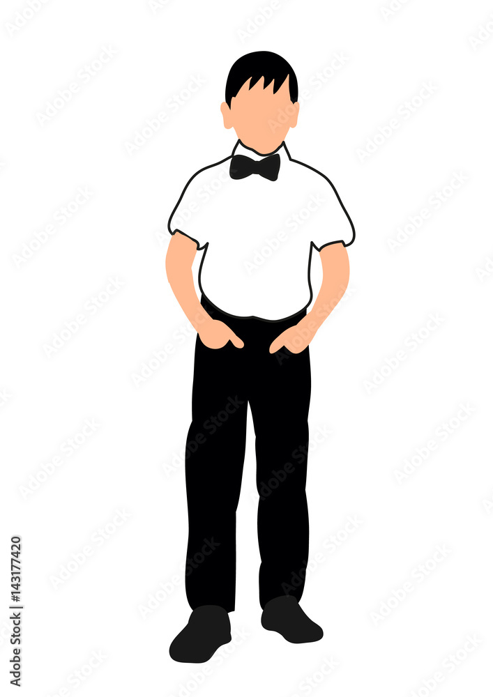Vector illustration, kid in a bow tie silhouette Vector illustration, kid in a bow tie silhouette