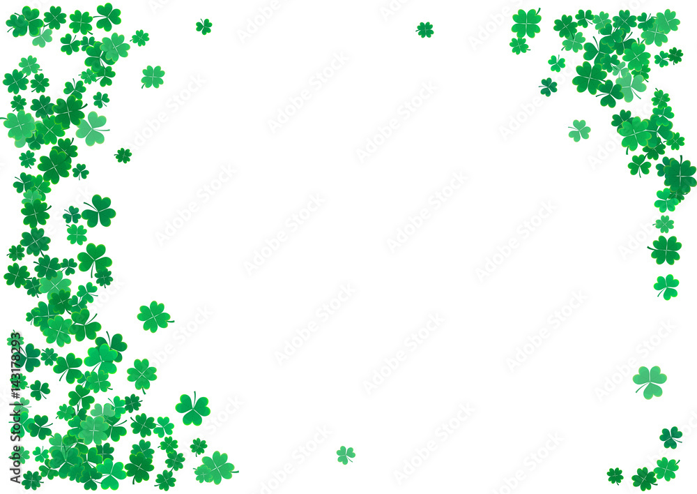 St. Patrick's Day background template with falling clover leaves St. Patrick's Day background template with falling clover leaves