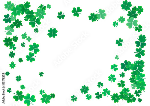 St. Patrick s Day background template with falling clover leaves