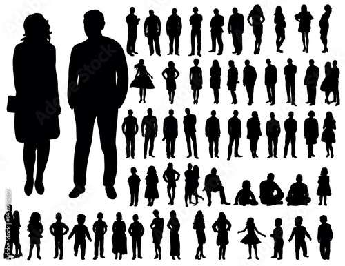 Collection of people silhouettes, vector illustration