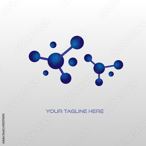 Blue molecule logo design