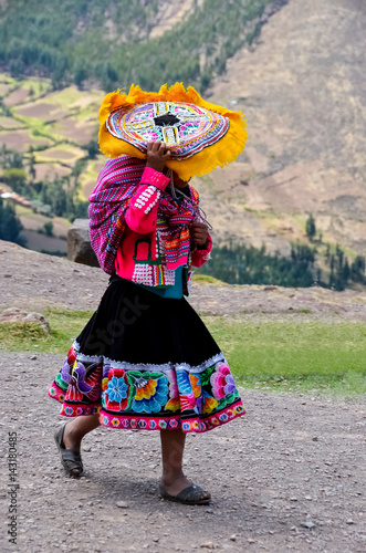 Woman in traditional  peruvian clothes