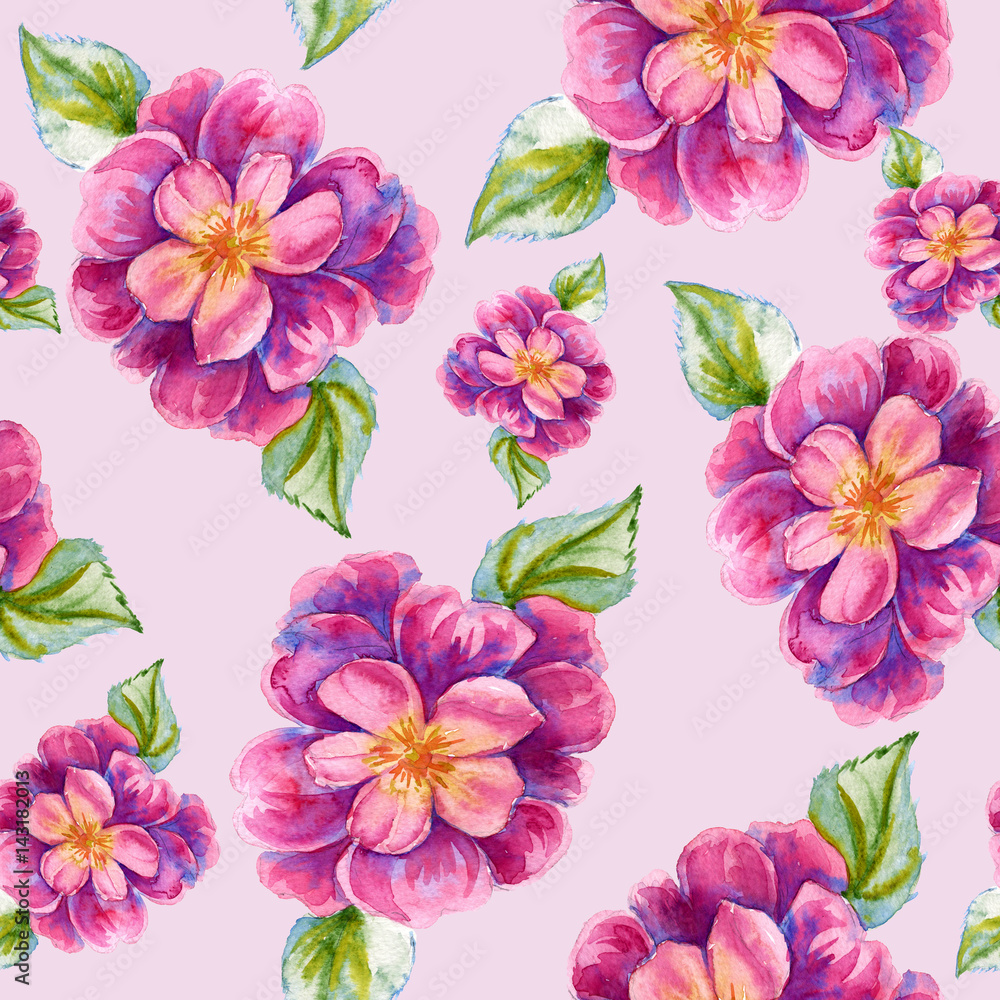 Background with a peony flower. Seamless pattern. Watercolor illustration. Background with a peony flower. Seamless pattern. Watercolor illustration.