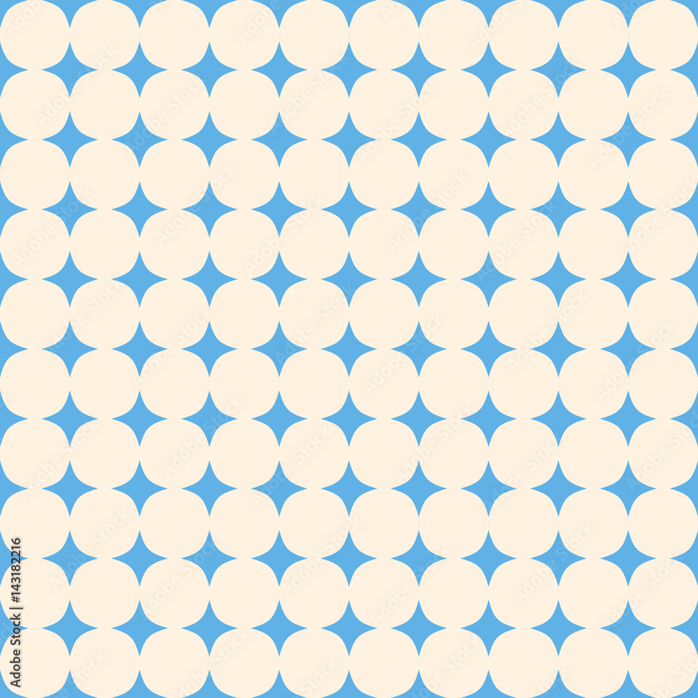 Seamless geometric pattern. Modern ornament with blue stars Seamless geometric pattern. Modern ornament with blue stars