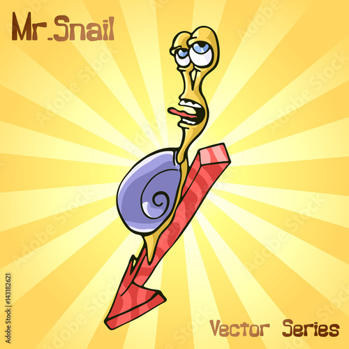 Mr. Snail with down. vector illustration 