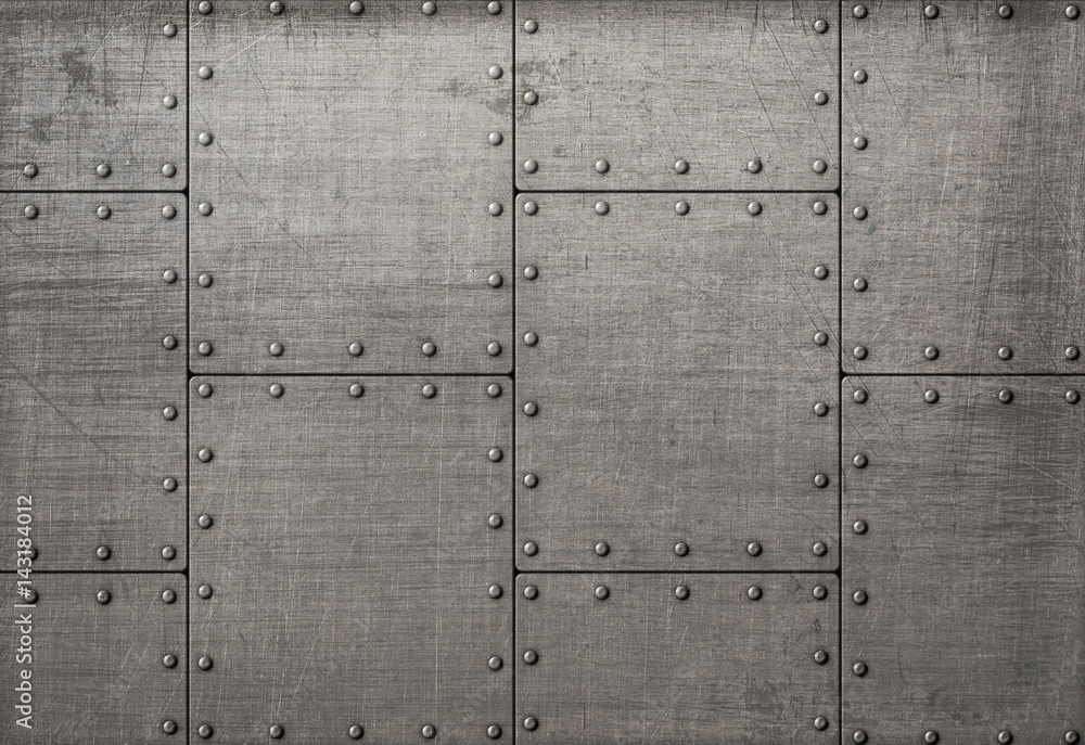 Dark metal plates with rivets background or texture Stock Illustration |  Adobe Stock