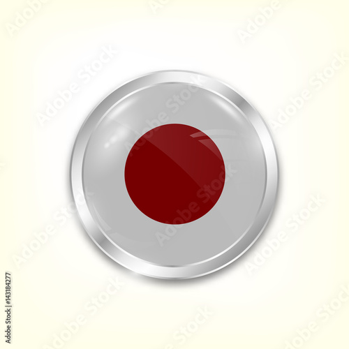 Round button national flag of Japan with the reflection of light and shadow. Icon country. Realistic vector illustration. Free Download Round button national flag of Japan with the reflection of light and shadow. Icon country. Realistic vector illustration. - GFXLoad
