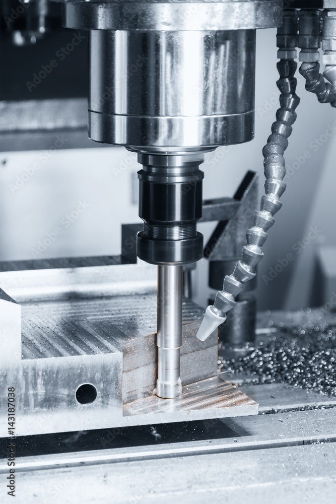 High precision CNC machining center working, operator machining automotive sample part process High precision CNC machining center working, operator machining automotive sample part process