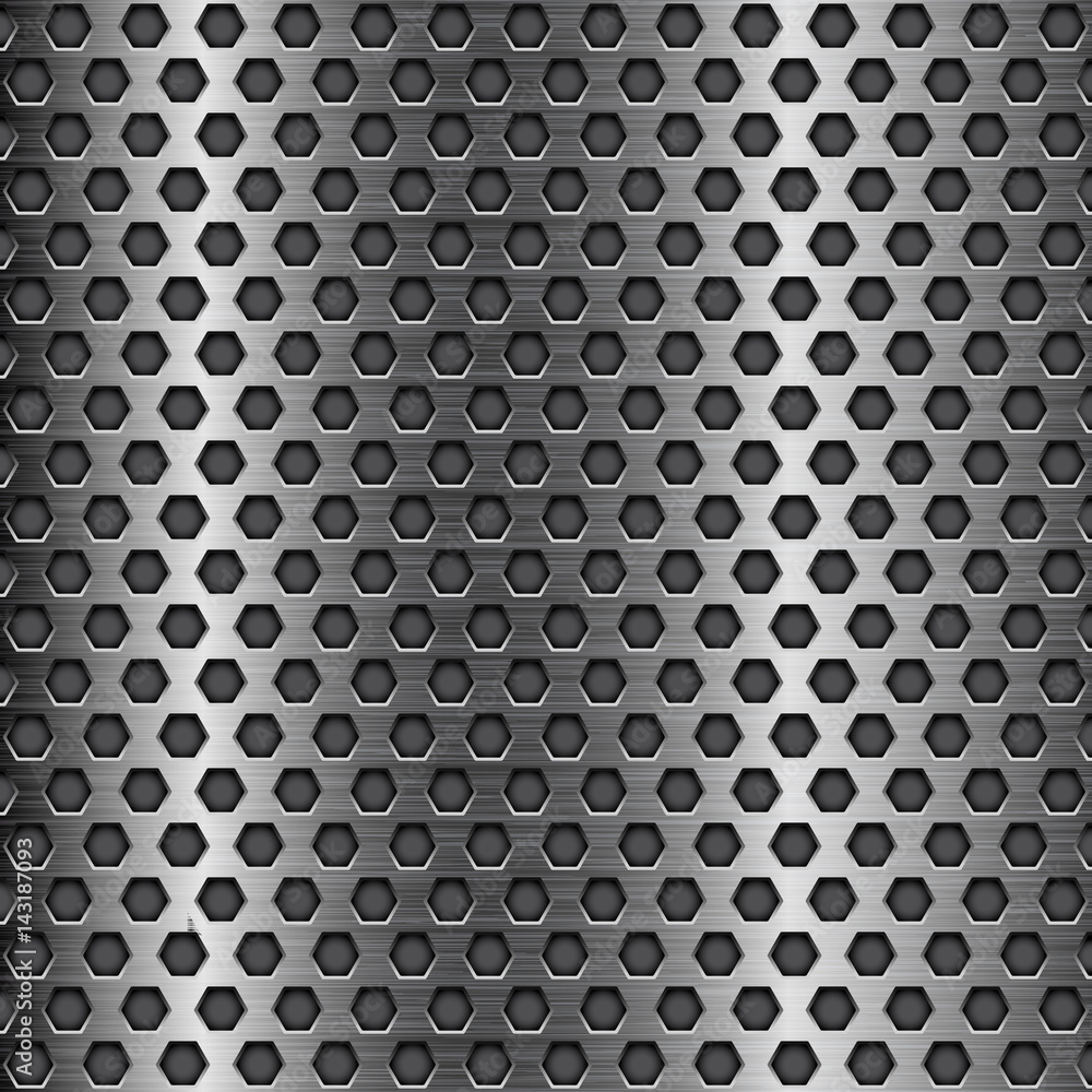 Dark metal perforated background. Hexagon shape holes Dark metal perforated background. Hexagon shape holes