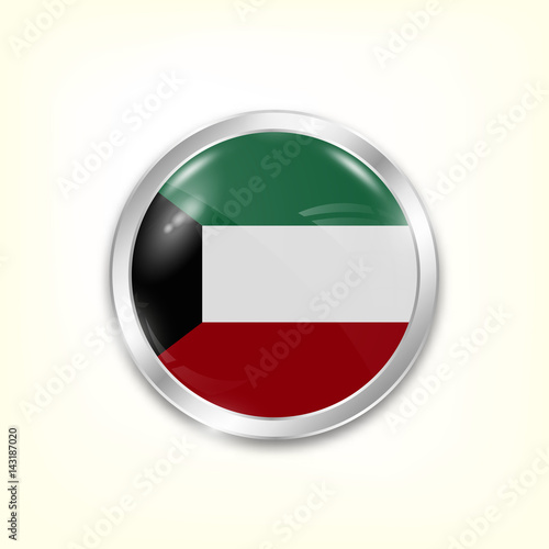 Free Download Round button national flag of Kuwait with the reflection of light and shadow. Icon country. Realistic vector illustration. - GFXLoad