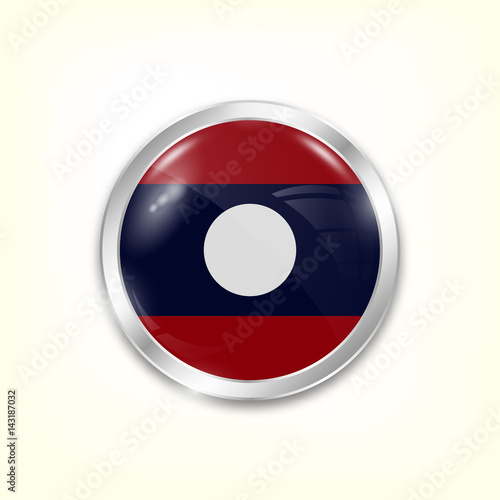 Round button national flag of Laos with the reflection of light and shadow. Icon country. Realistic vector illustration. Free Download Round button national flag of Laos with the reflection of light and shadow. Icon country. Realistic vector illustration. - GFXLoad