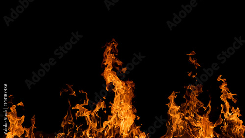 Blaze fire flame on black background