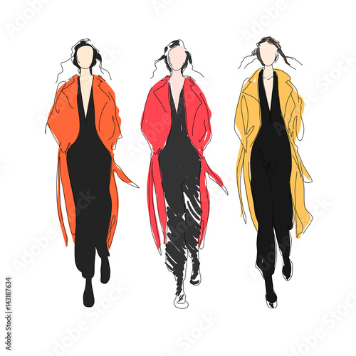 Fashion models on runway