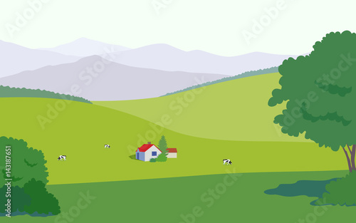 Landscape illustration with house
