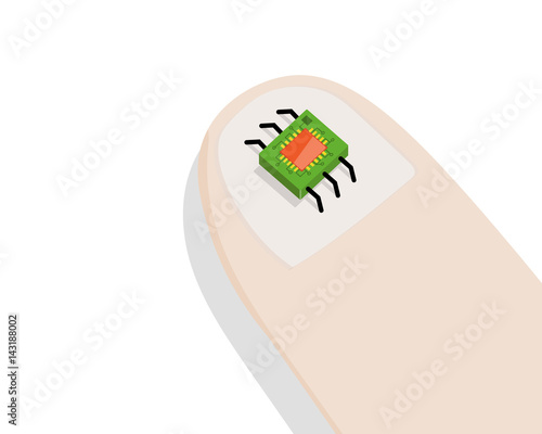 Minirobot on Human Finger.