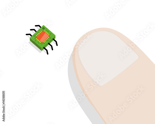 Minirobot Near Human Finger.