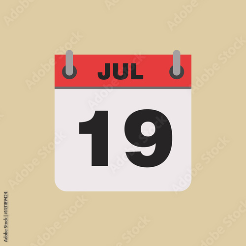calendar flipping date time day month July simple flat vector illustration application app logo icon