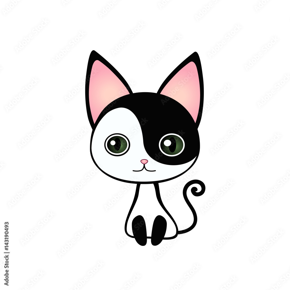 Yin Yang cat isolated on white background Yin Yang cat isolated on white background