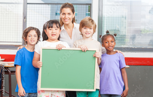 Elementary school classroom scene, education concept